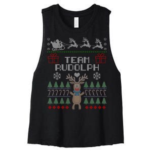 Team Rudolph Ugly Christmas Women's Racerback Cropped Tank