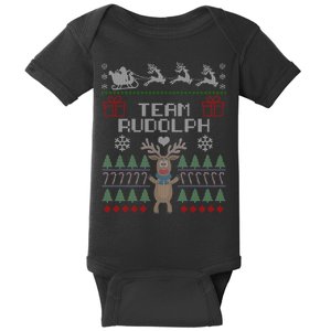 Team Rudolph Ugly Christmas Baby Bodysuit