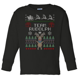 Team Rudolph Ugly Christmas Toddler Long Sleeve Shirt