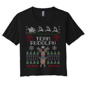 Team Rudolph Ugly Christmas Women's Crop Top Tee