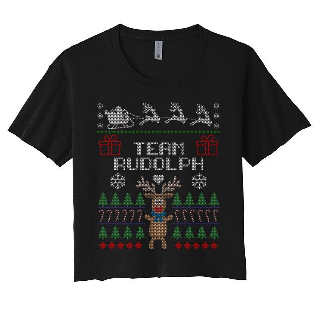 Team Rudolph Ugly Christmas Crop Top