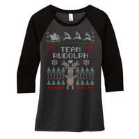 Team Rudolph Ugly Christmas Women's Tri-Blend 3/4-Sleeve Raglan Shirt