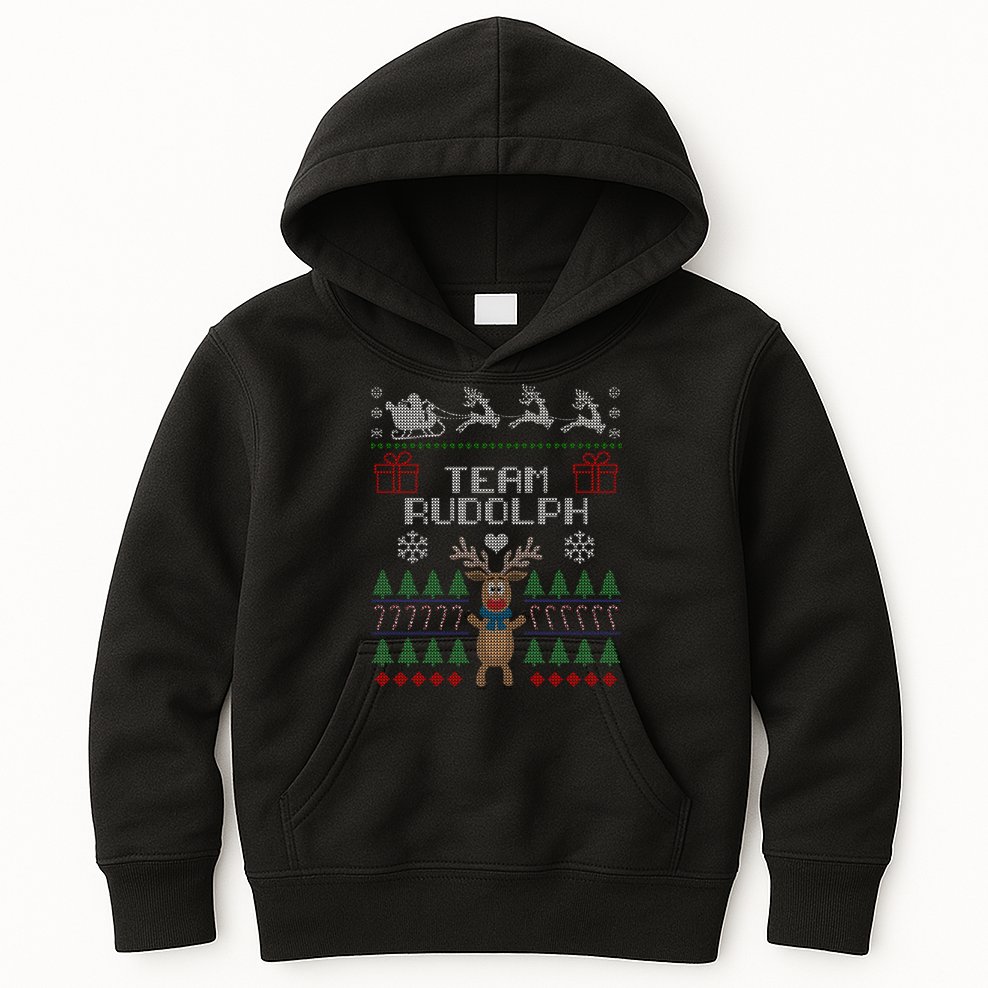 Team Rudolph Ugly Christmas Kids Hoodie