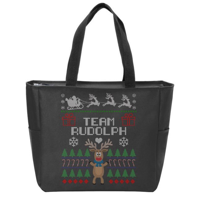 Team Rudolph Ugly Christmas Zip Tote Bag