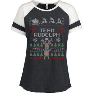 Team Rudolph Ugly Christmas Enza Ladies Jersey Colorblock Tee