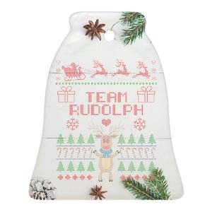 Team Rudolph Ugly Christmas Ceramic Bell Ornament