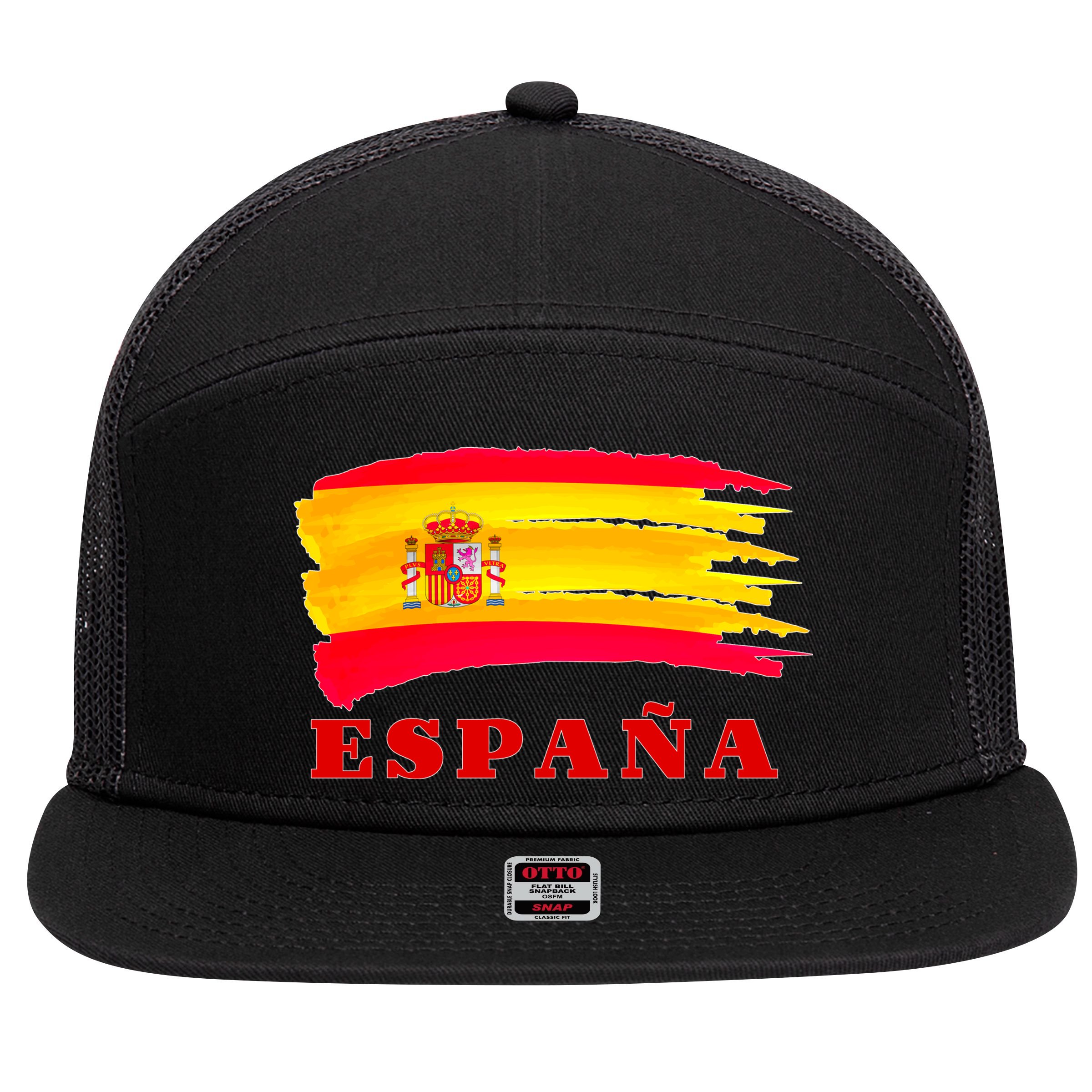 Team Spain Espana Flag 7 Panel Mesh Trucker Snapback Hat