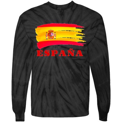 Team Spain Espana Flag Tie-Dye Long Sleeve Shirt