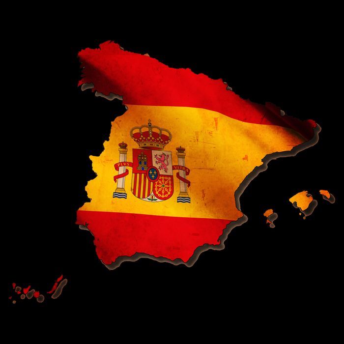 Team Spain Espana Flag Country Map Cooling Performance Crew T-Shirt