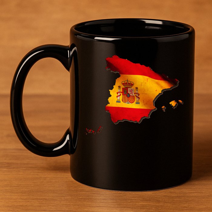 Team Spain Espana Flag Country Map 11oz C Handle Ceramic Mug