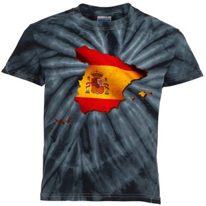 Team Spain Espana Flag Country Map Kids Tie-Dye T-Shirt