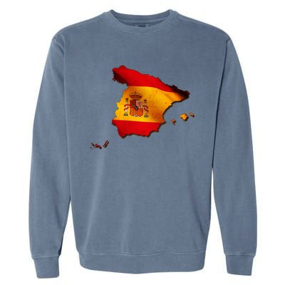 Team Spain Espana Flag Country Map Garment-Dyed Sweatshirt