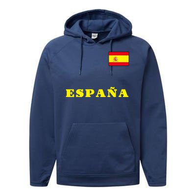 Team Spain Espana Soccer Flag Pride Performance Fleece Hoodie