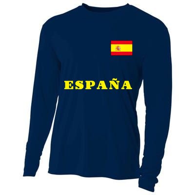 Team Spain Espana Soccer Flag Pride Cooling Performance Long Sleeve Crew