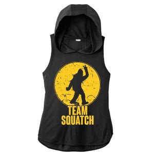 Team Squatch Bigfoot Sasquatch Ladies PosiCharge Tri-Blend Wicking Draft Hoodie Tank