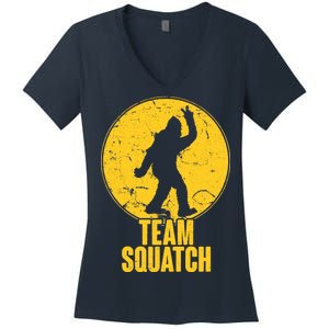 Team Squatch Bigfoot Sasquatch Women's V-Neck T-Shirt