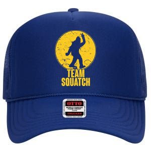 Team Squatch Bigfoot Sasquatch High Crown Mesh Back Trucker Hat