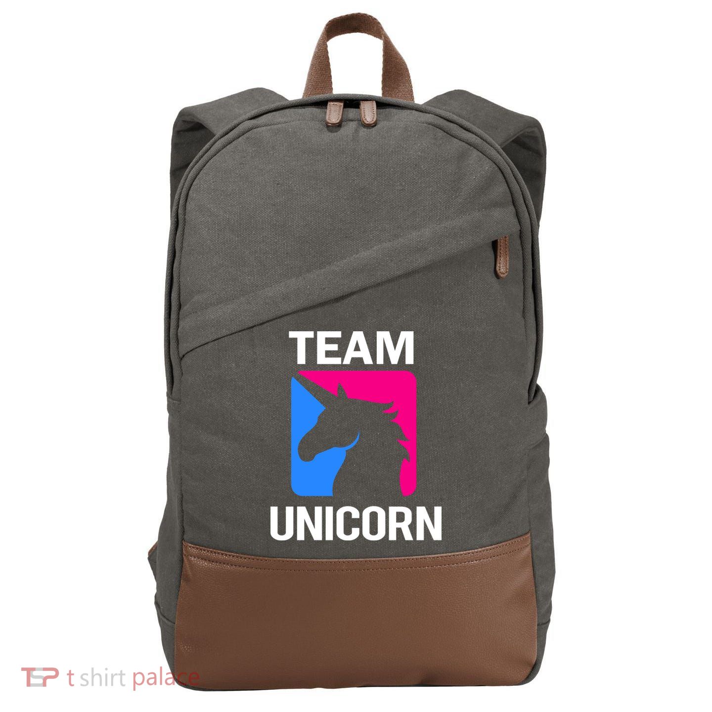 Team Unicorn Logo Cotton Canvas Backpack