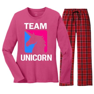 Team Unicorn Logo Women's Long Sleeve Flannel Pajama Set 