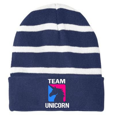 Team Unicorn Logo Striped Beanie with Solid Band