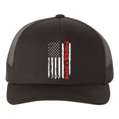 Team USA Distressed American Flag Yupoong Adult 5-Panel Trucker Hat