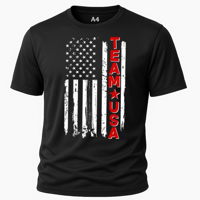 Team USA Distressed American Flag Cooling Performance Crew T-Shirt