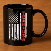 Team USA Distressed American Flag 11oz C Handle Ceramic Mug