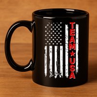 Team USA Distressed American Flag 11oz C Handle Ceramic Mug