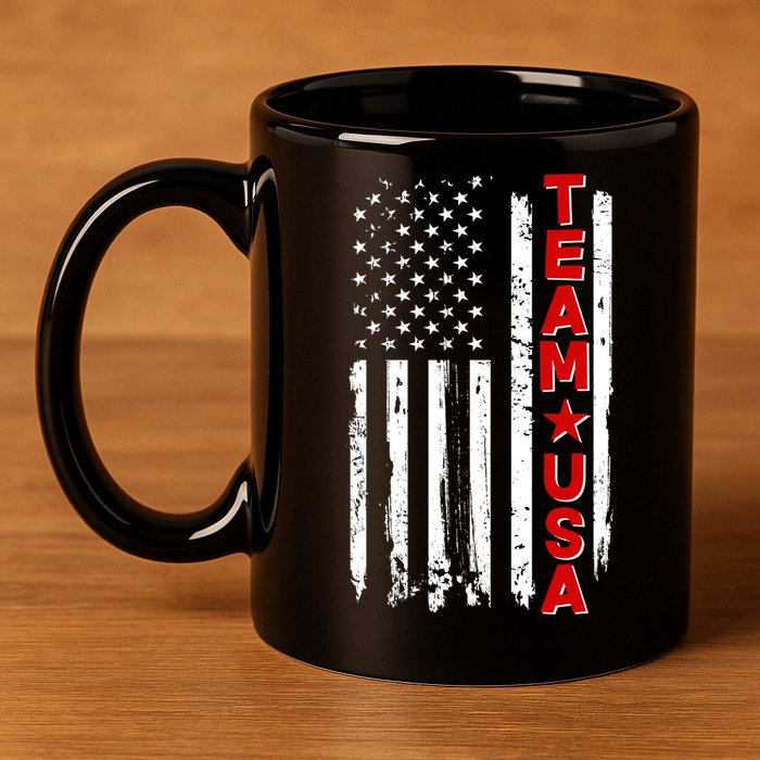 Team USA Distressed American Flag 11oz C Handle Ceramic Mug