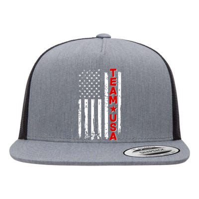 Team USA Distressed American Flag Flat Bill Trucker Hat