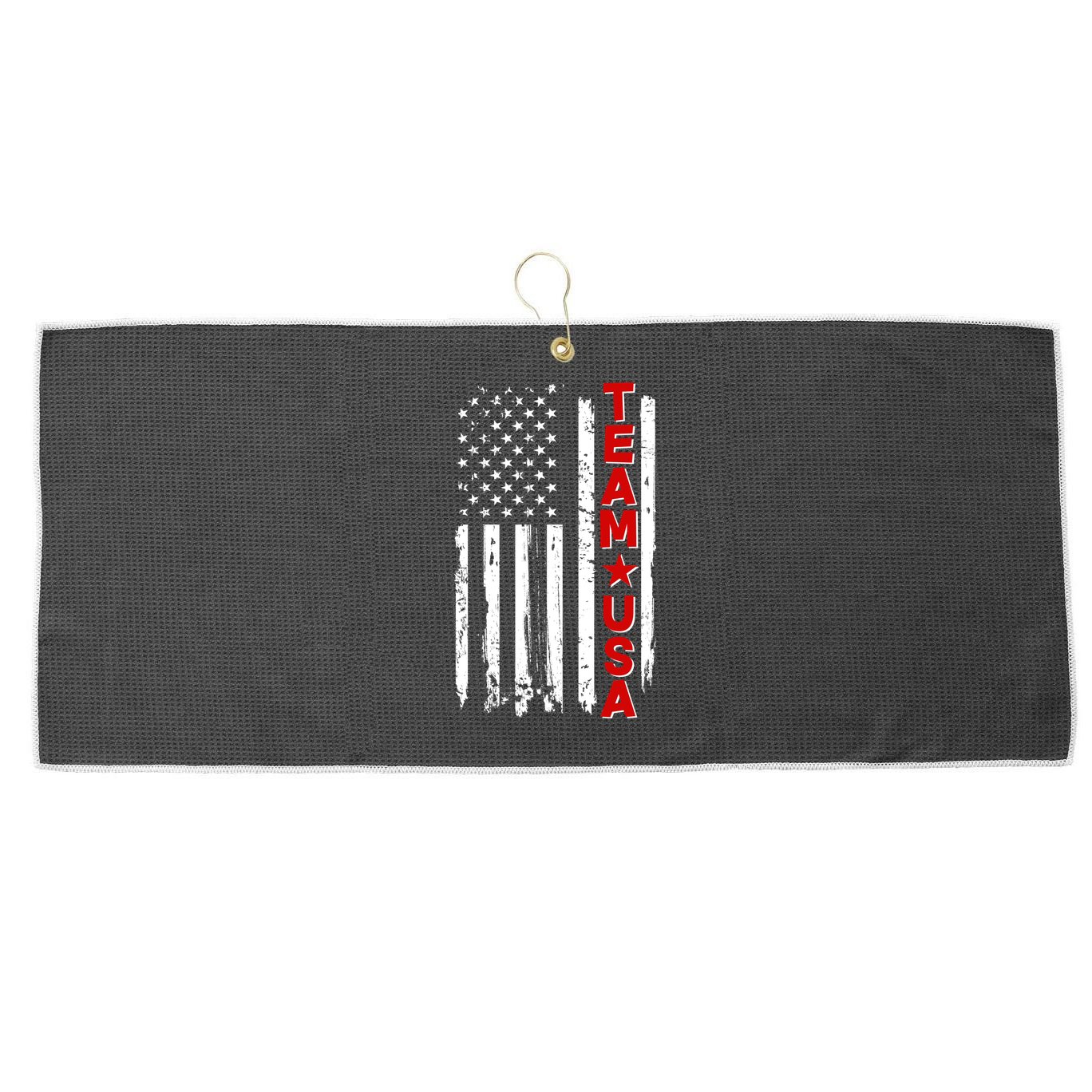 Team USA Distressed American Flag Large Microfiber Waffle Golf Towel