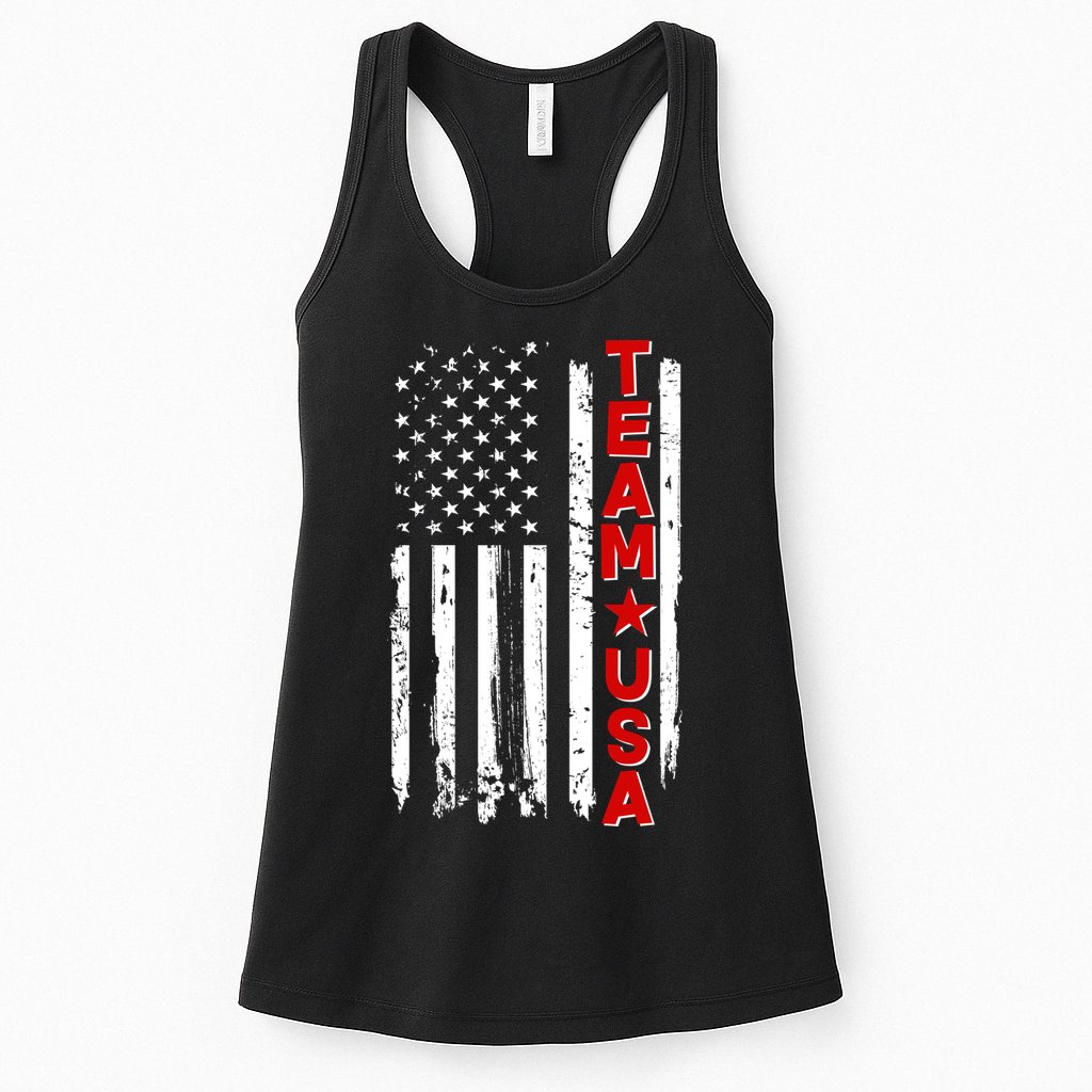 Team USA Distressed American Flag Womens Tank Top