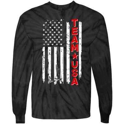 Team USA Distressed American Flag Tie-Dye Long Sleeve Shirt