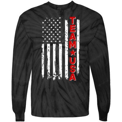 Team USA Distressed American Flag Tie-Dye Long Sleeve Shirt