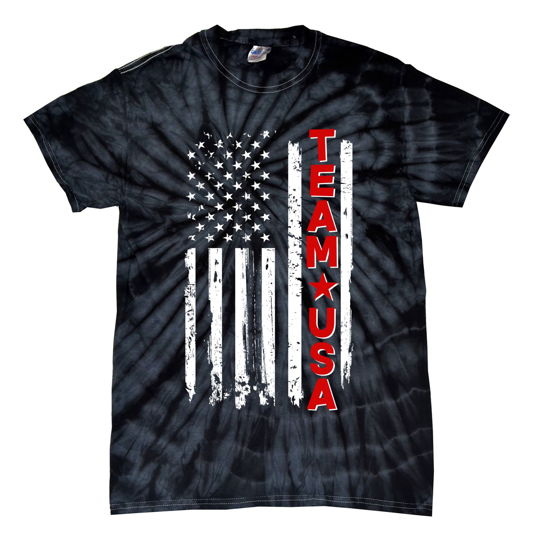 Team USA Distressed American Flag Tie-Dye T-Shirt