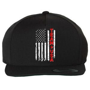 Team USA Distressed American Flag Wool Snapback Cap