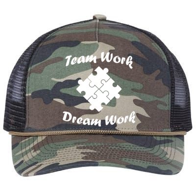 Team Work Dream Work Retro Rope Trucker Hat Cap