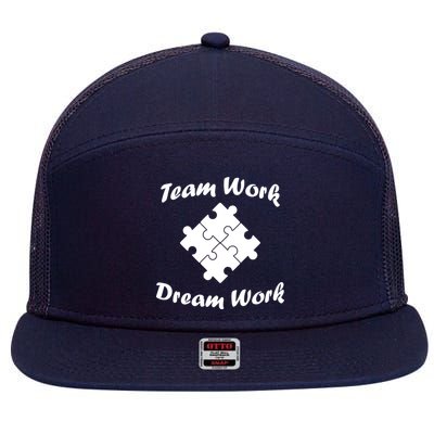 Team Work Dream Work 7 Panel Mesh Trucker Snapback Hat