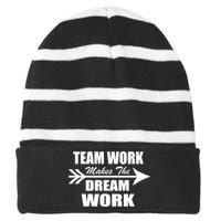 Team Work Makes The Dream Work Striped Beanie with Solid Band