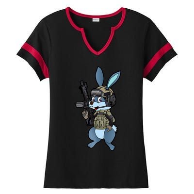 Tactical Easter Bunny Ladies Halftime Notch Neck Tee