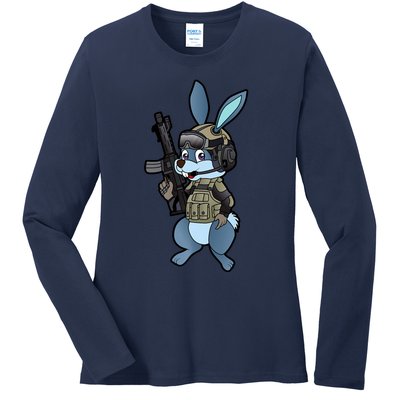 Tactical Easter Bunny Ladies Long Sleeve Shirt