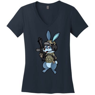 Tactical Easter Bunny Women's V-Neck T-Shirt