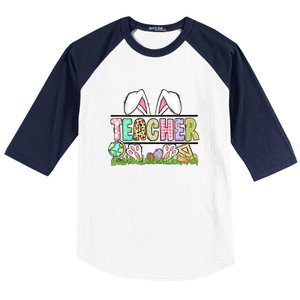 Teacher Easter Bunny Funny Ears Easter Day Gift Baseball Sleeve Shirt