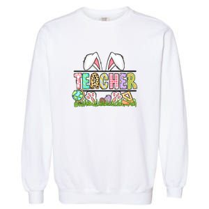 Teacher Easter Bunny Funny Ears Easter Day Gift Garment-Dyed Sweatshirt