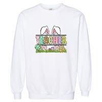 Teacher Easter Bunny Funny Ears Easter Day Gift Garment-Dyed Sweatshirt