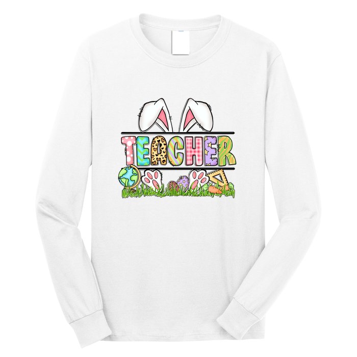 Teacher Easter Bunny Funny Ears Easter Day Gift Long Sleeve Shirt