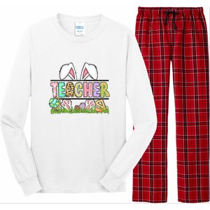 Teacher Easter Bunny Funny Ears Easter Day Gift Long Sleeve Pajama Set