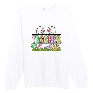 Teacher Easter Bunny Funny Ears Easter Day Gift Premium Crewneck Sweatshirt