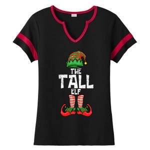 Tall Elf Christmas Matching Family Ladies Halftime Notch Neck Tee