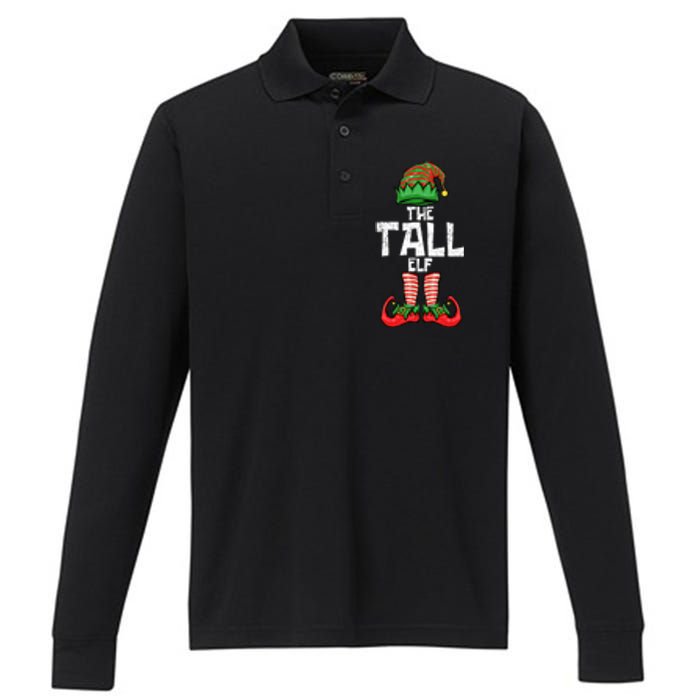 Tall Elf Christmas Matching Family Performance Long Sleeve Polo